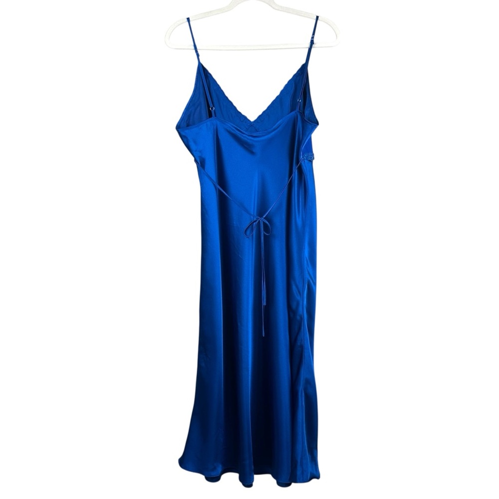 VTG INNER MOST Royal Blue Maxi Satin Retro Sexy Lace Slip Vintage Dress Lingerie - Picture 6 of 12